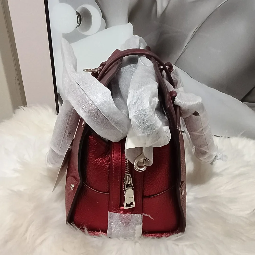 New Coach Mercer 24 Metallic Cherry Leather Satchel Shoulder Crossbody/handbag